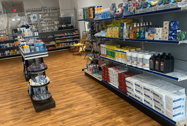 shelves stocked with favorite health products at Total Care Pharmacy